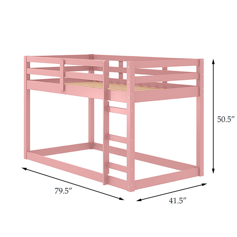 Lit mezzanine simple en bois rose - Assemblage à 13 lattes pour optimiser la stabilité du matelas et la circulation de l'air grâce à une structure de support en bois intégrée