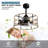 20 Inch Small Caged Ceiling Fan With Light And Remote Control,6 Speed Reversible Bladeless Fan Light Fixture For Farmhouse Kitchen Bedroom, Matte Black