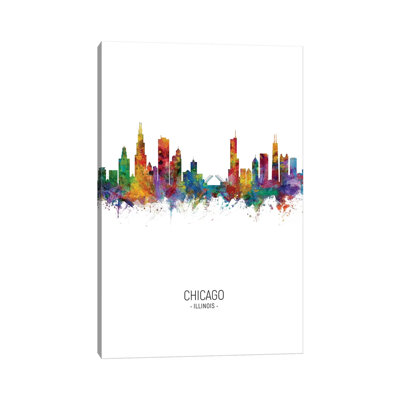 Chicago Illinois Skyline Portrait by Michael Tompsett - 1 Piece Wrapped Canvas Wall Art