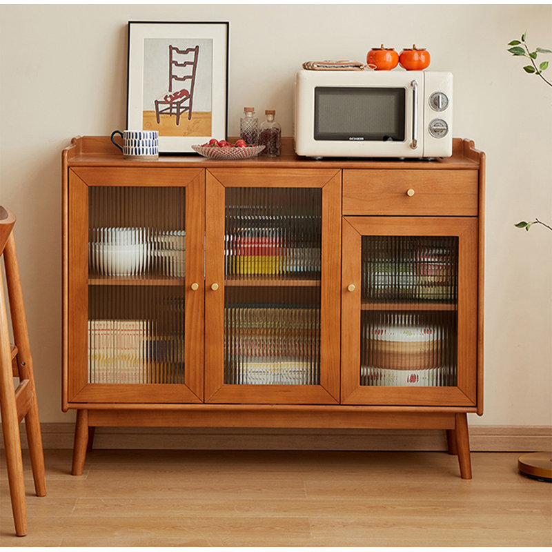 Scandinavian-style Solid Wood & Glass Sideboard