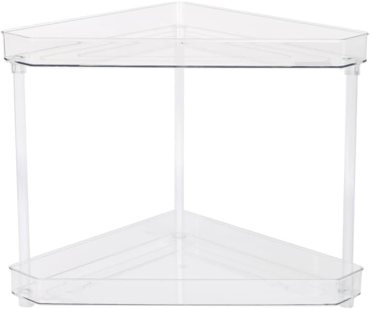  Élégant support de coin de meuble-lavabo de bureau en plastique Lucite à 2 niveaux, 1221-2