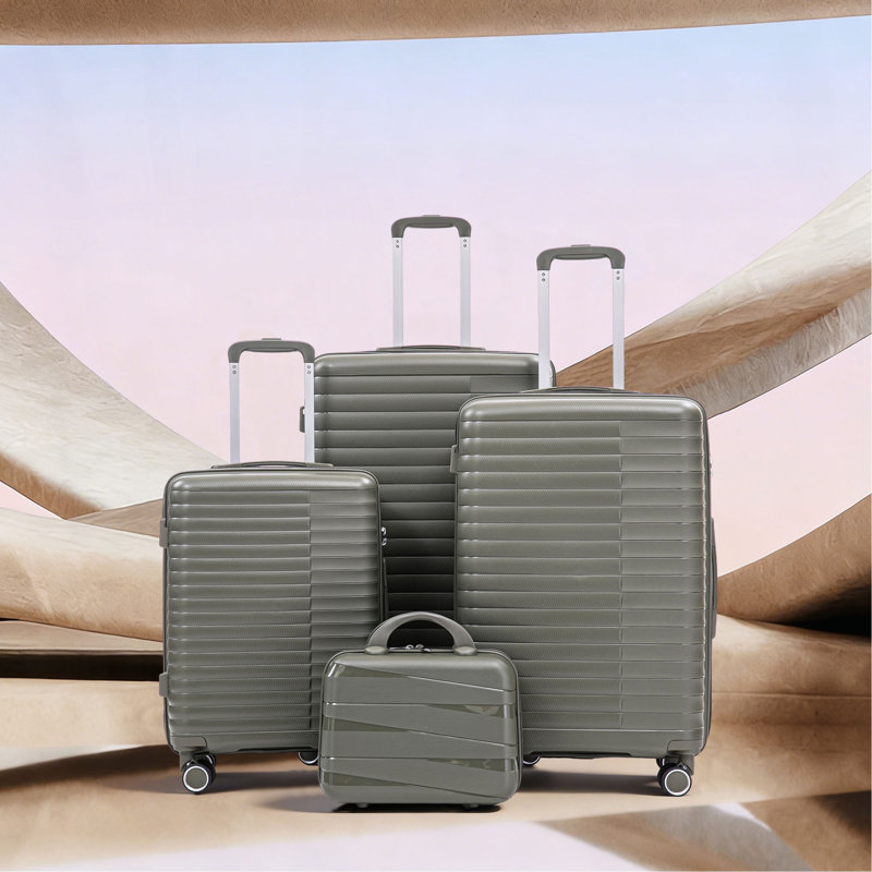 14 "/ 20" / 24 "/ 28" 4 pièces / ensemble dans un bagage à roulettes en PP, une valise de transport, une tringle en fer, une serrure à mot de passe à combinaison, un étui à cosmétiques de 14 po