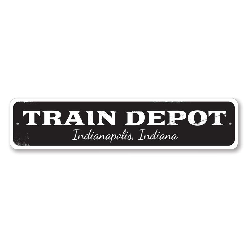 Enseigne en aluminium sur mesure Train Depot, H 6 po x l 24 po x P 0,06 po