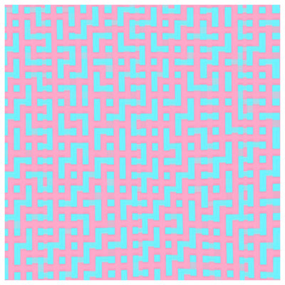 Édredon bleu, rose et labyrinthe
