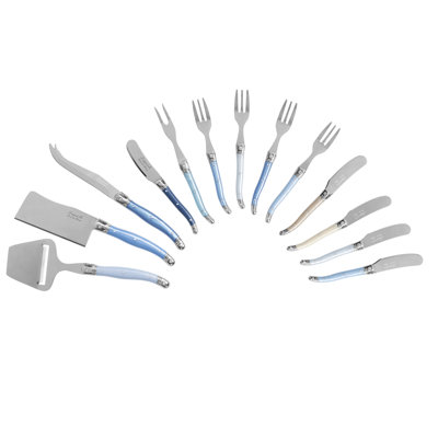 Ultimate 13-Piece Laguiole Charcuterie Set with Shades of Blue Handles
