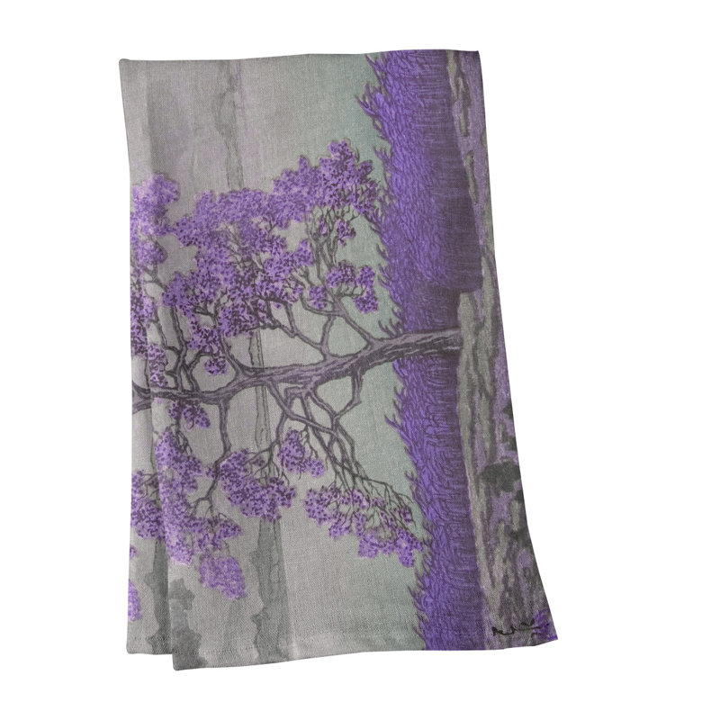 Serviette de thé sur le shore, Polyester sergé, Mauve