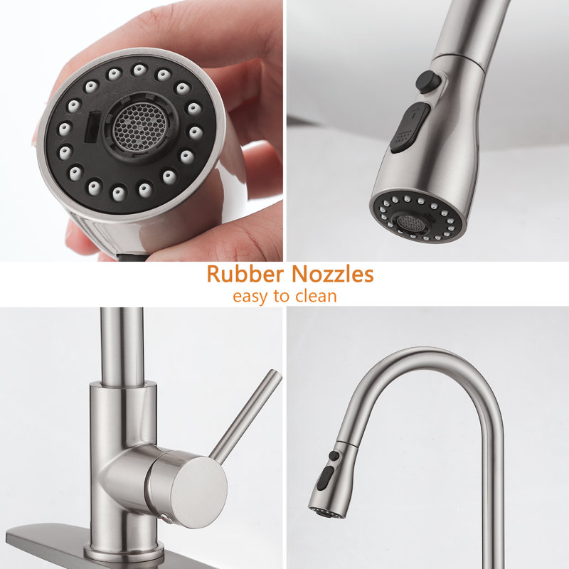SOUEEUM Pull Down Kitchen Faucet, Brushed Nickel