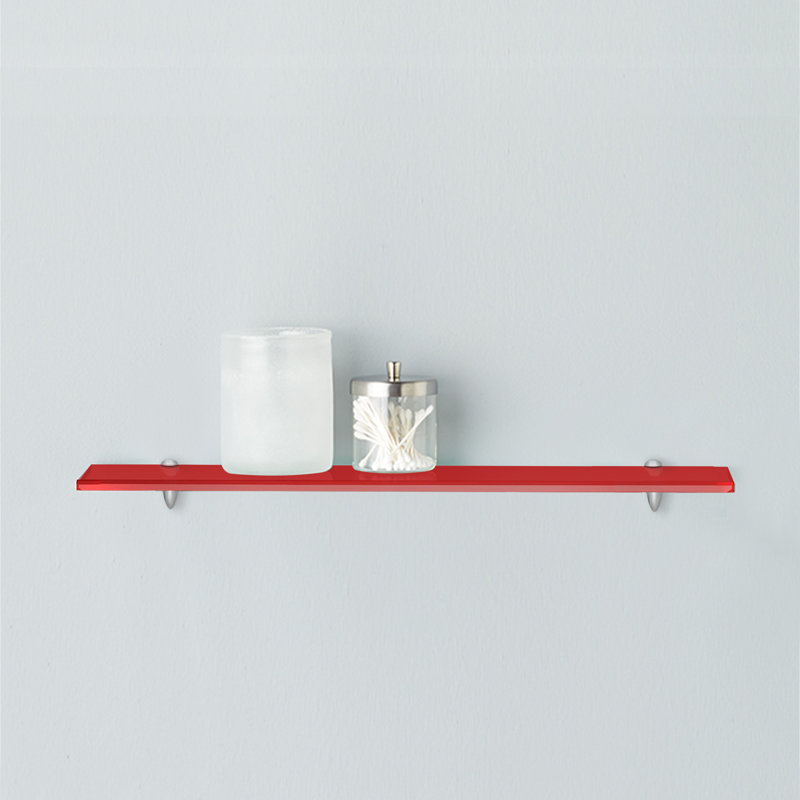 Glass Accent Shelf with Adjustable Shelves, 0.38" H x 18" W x 6" D, Red