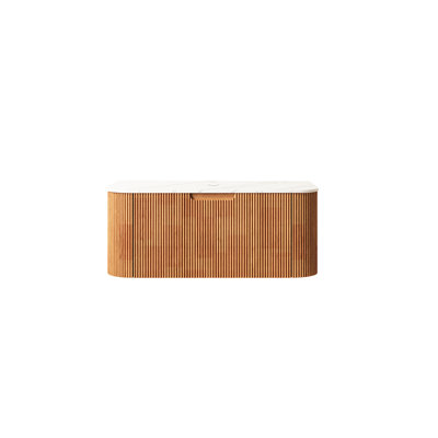 Armoire murale de 36 po avec surface en pierre frittée blanche, un tiroir, pas de robinet de lavabo, aspect bois naturel, texture 3D de style français sur finition à grain de doigt, poignée rainurée pour faciliter l'utilisation