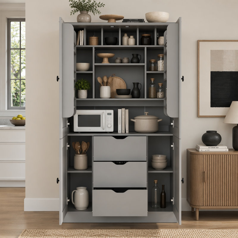 Armoire de cuisine autoportante, Gris
