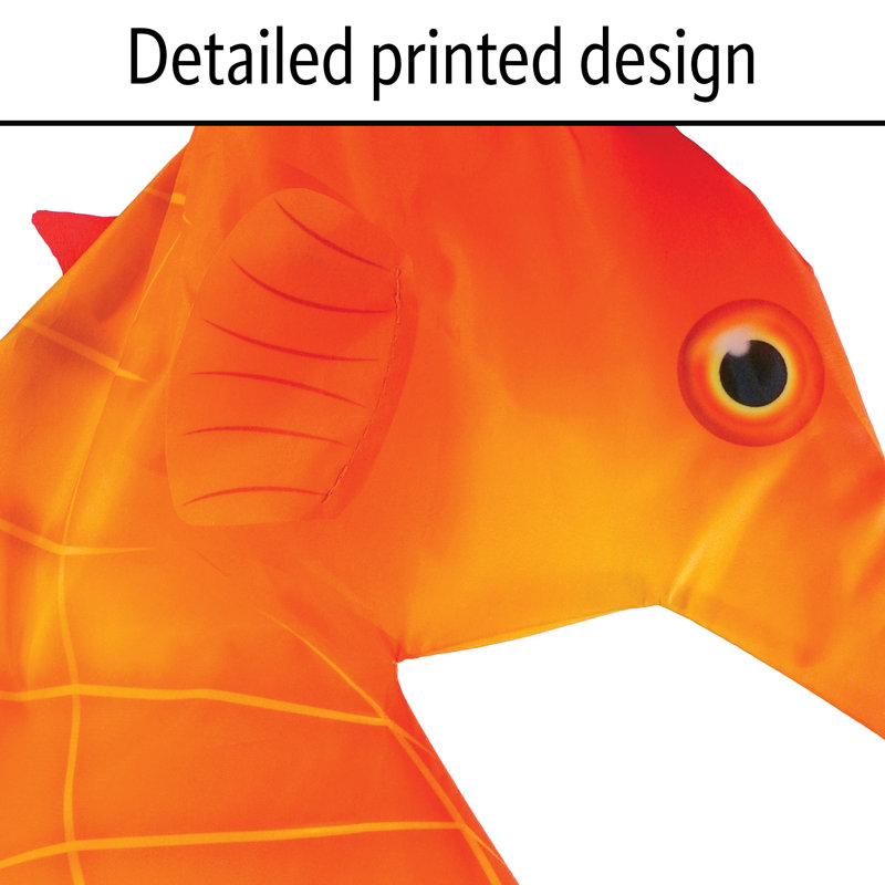 40-Inch Orange Polyester Seahorse 3D Windsock