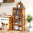 4-Tier Bamboo Bookshelf w/Doors See-through Acrylic Doors Freestanding Bookcase-367919691