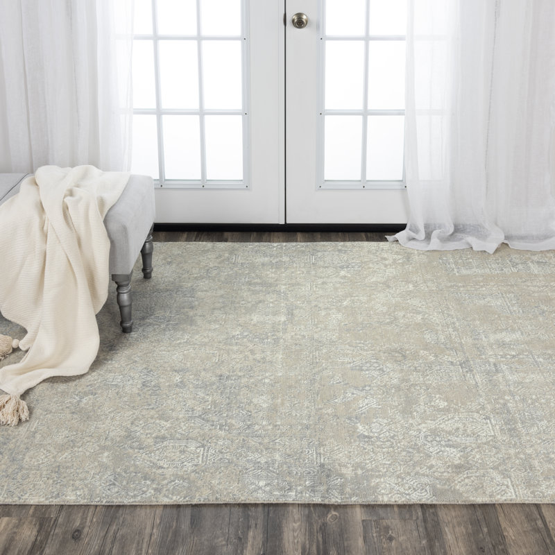 Tapis gris abstrait en laine, Rectangle 8 pi x 10 pi