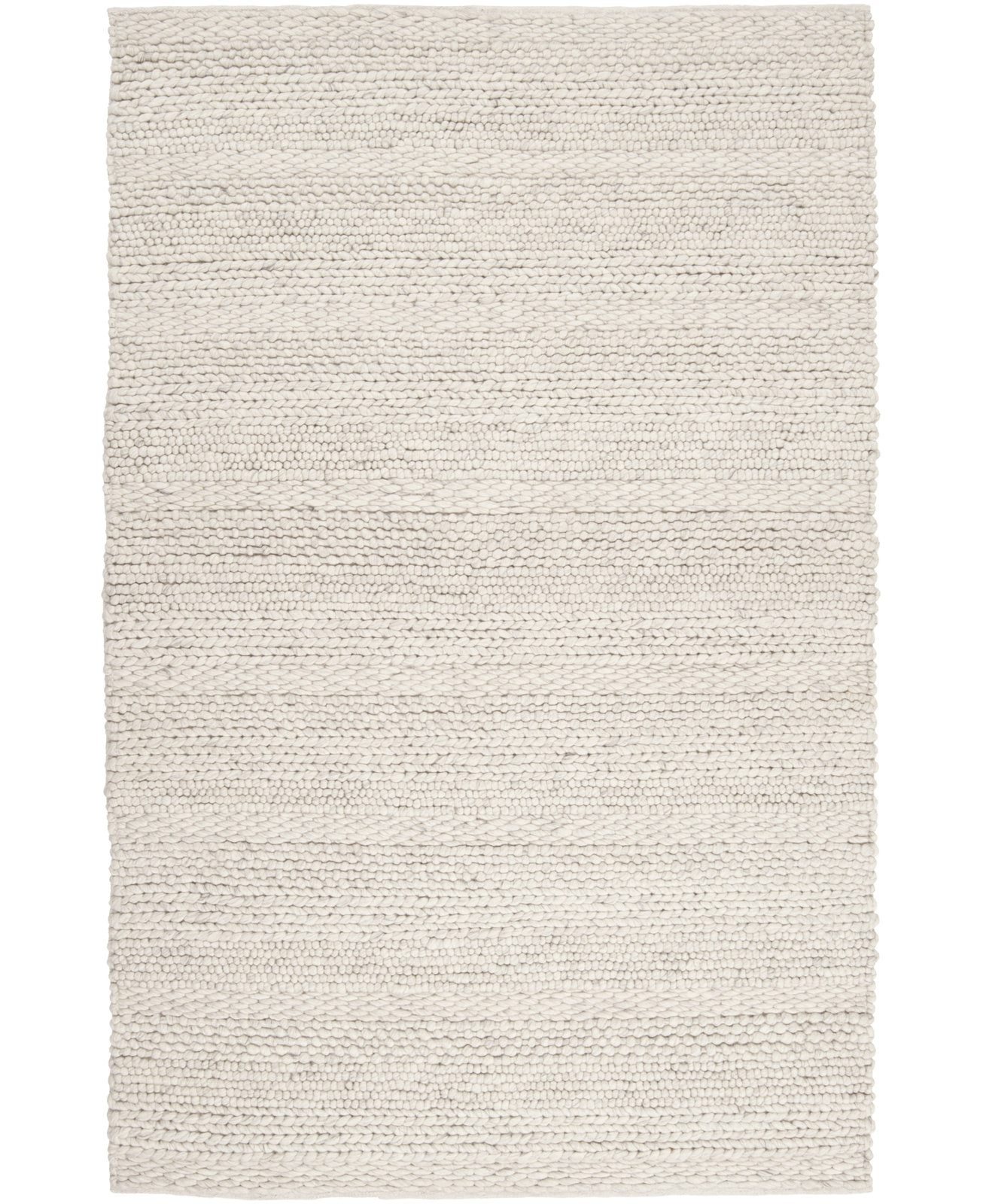 Zekia Ivory Hand-Woven Wool Rug, Rectangle 6' x 9'
