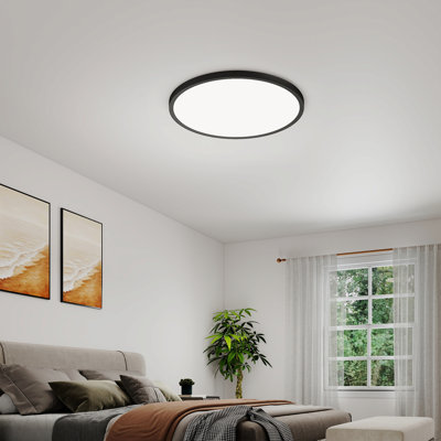 4 Pack Flush Mount Led Ceiling Light Fixture Black, 16inch 32watt, Dimmable & 5 Color Selectable Ceiling Lamp 3520lm Low Profile Ceiling Light For Kitchen Bedroom Hallway Porch