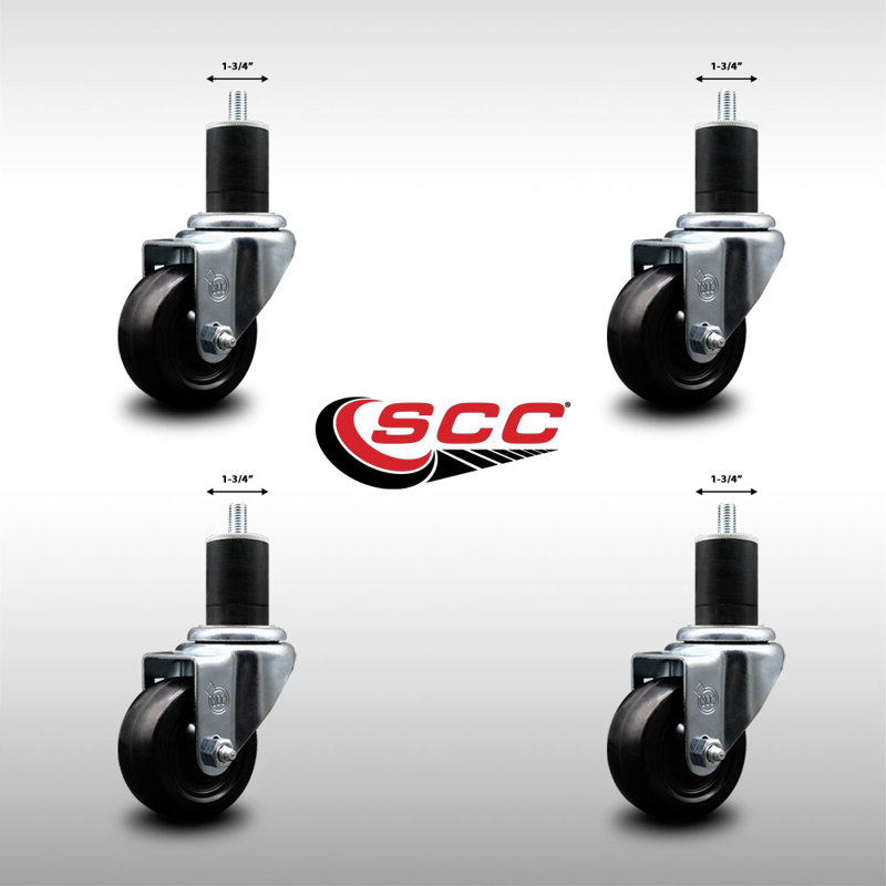 Ensemble de roulettes extensibles en caoutchouc souple de 3 po / 3 po SCC 3 po