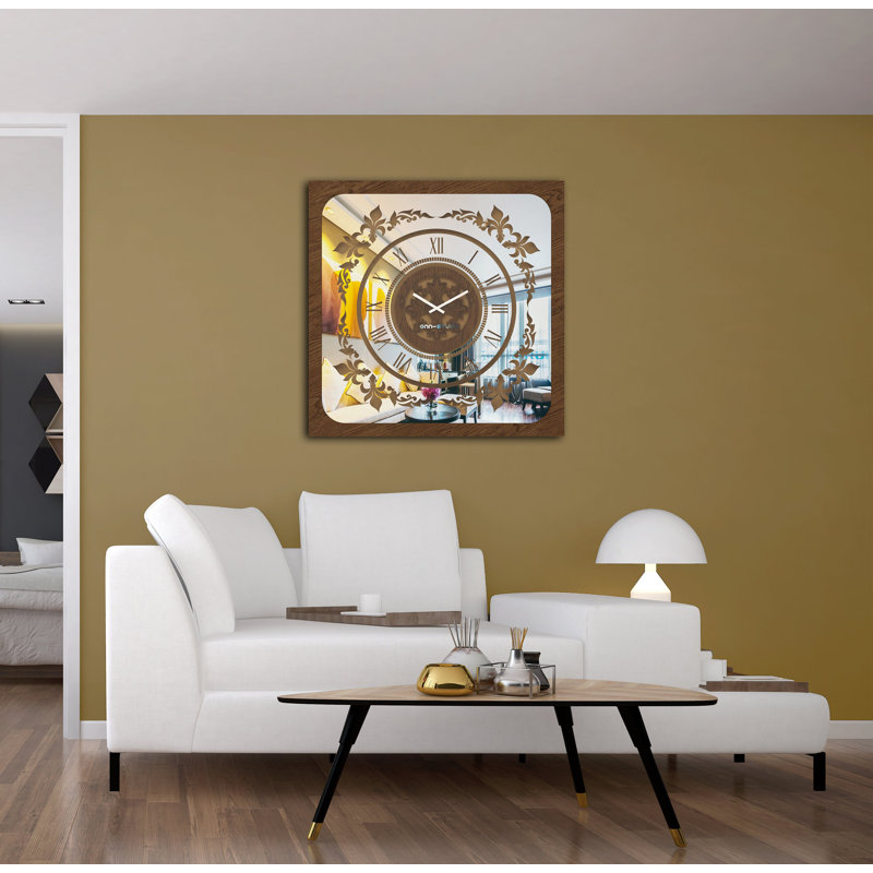 Allizzon Wood Wall Clock, 80cm H x 80cm W, Walnut