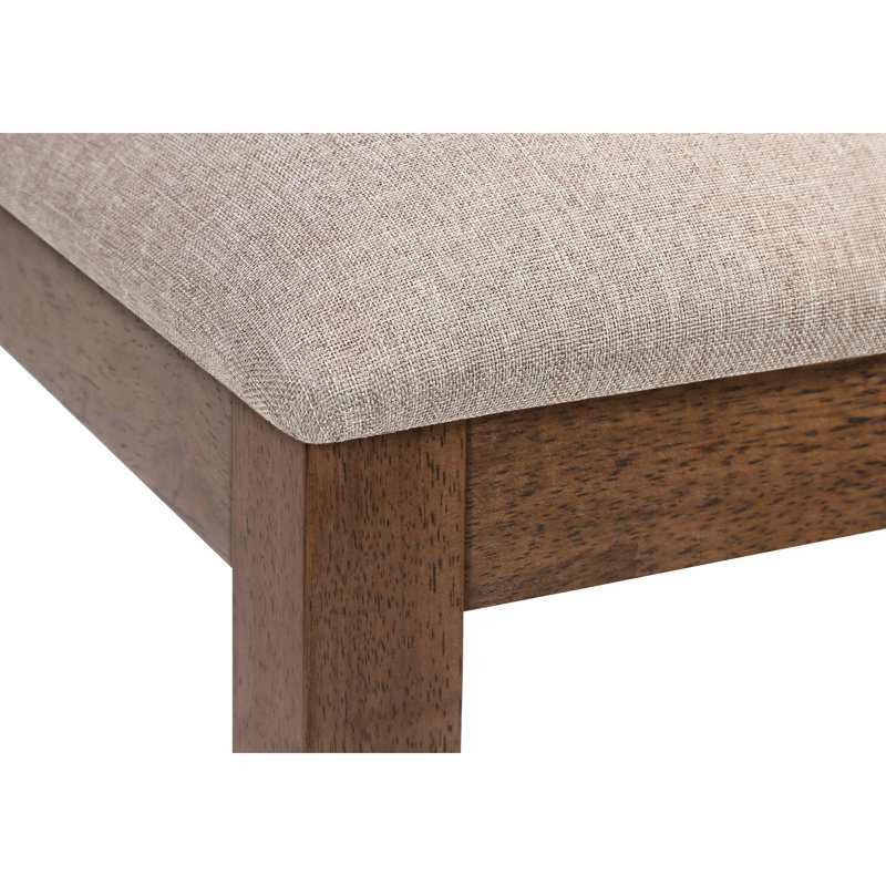 2Pcs Kitchen Dining Chairs, Walnut Finish Frame, Brown Upholstered Seat, Transitional Style, Foam Padding