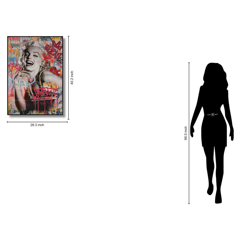 Art mural sur toile Marilyn Urban Muse - 28 po x 40 po - Cadre noir