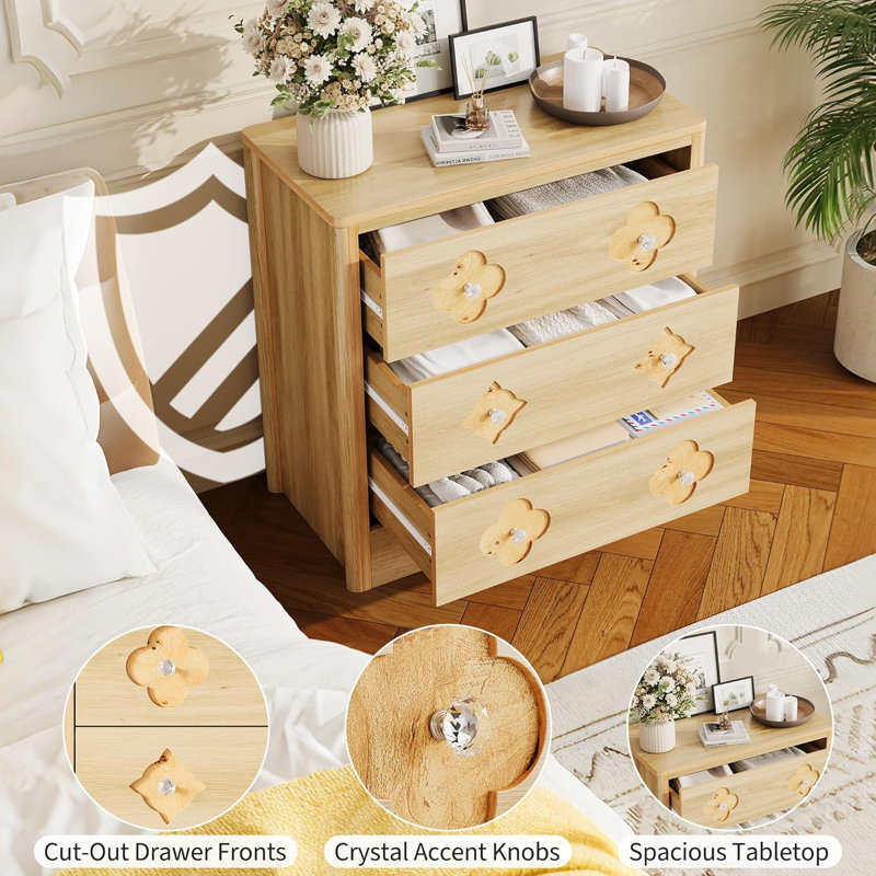 Commode pour chambre à coucher, grande commode pour garde-robe avec grand tiroir Boho, Jaune