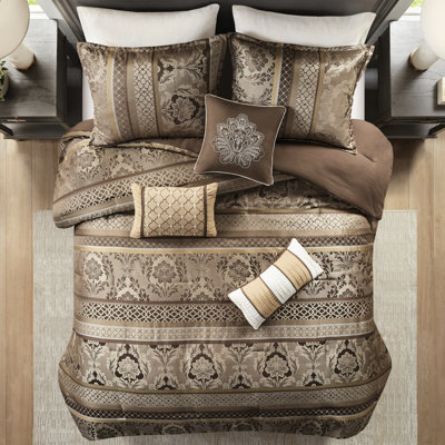 King Brown Gold Bedding - 7 Piece Fascinating Brown/gold
