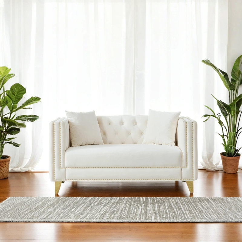 Canapé 58 po Chesterfield 58 po, Beige, H 29 po x l 58,6 po x P 30 po