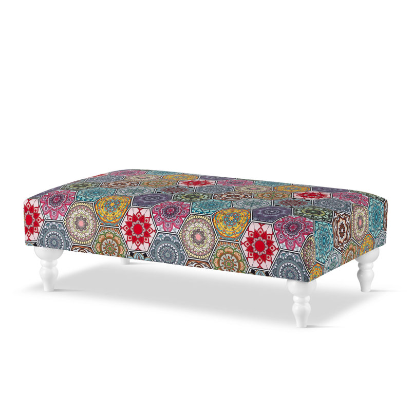 Landisville 80cm Wide Velvet Rectangle Floral Cocktail Ottoman