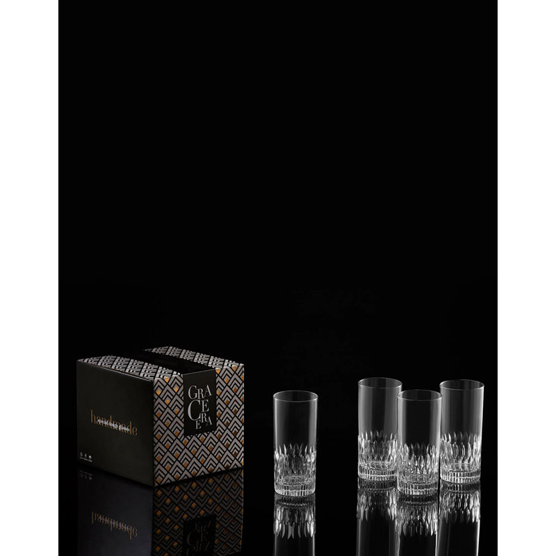Ensemble de 4 verres à eau Coco - Verre à cocktail transparent soufflé à la machine