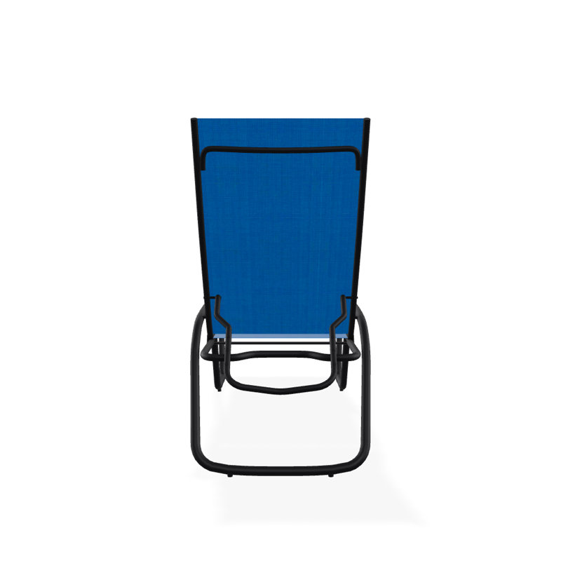 Outdoor Rust-Resistant Metal Chaise Lounge, Textured Black, Pacific Blue 28D