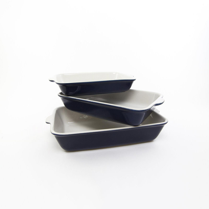 Carthage.Co 3-Piece Stoneware Rectangular Baking Dish Set, Juniper