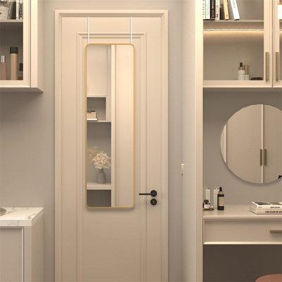 Miroir de porte doré 47 x 14 po. (Comprend un miroir seulement)