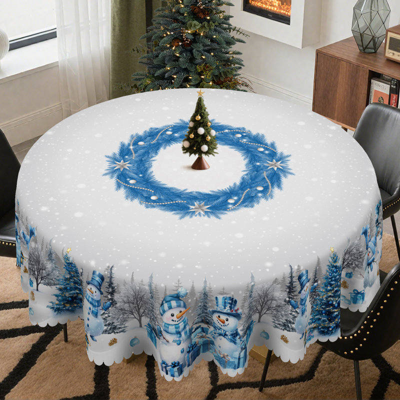 Nappe bleue en polyester lavable Père Noël