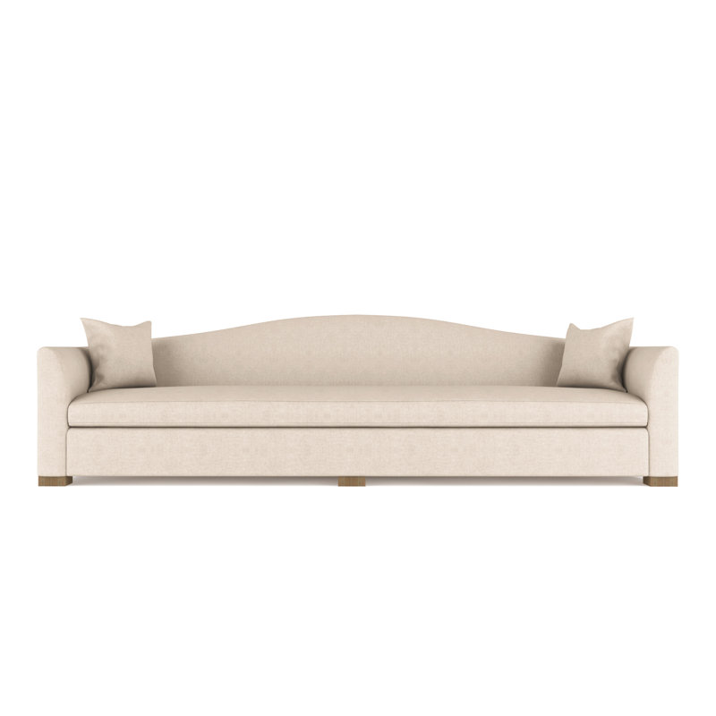 Horatio Camelback Taper Curved-Arm Extra Long Sofa, Box Weave Linen Alabaster, 33" H x 120" W x 40" D, Weathered