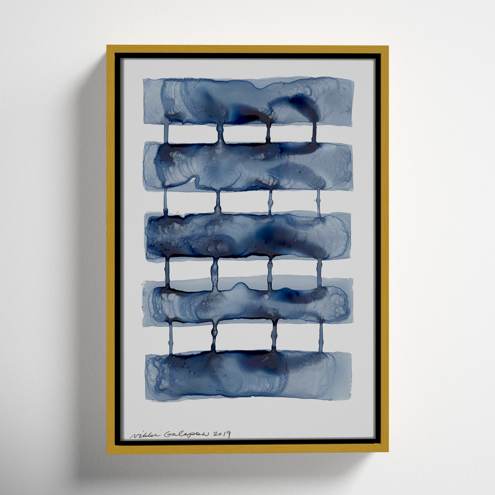 Stitched Together I by Nikki Galapon - Solid Wood Rectangle Print Single Piece Item on Canvas, Gold Framed Canvas
