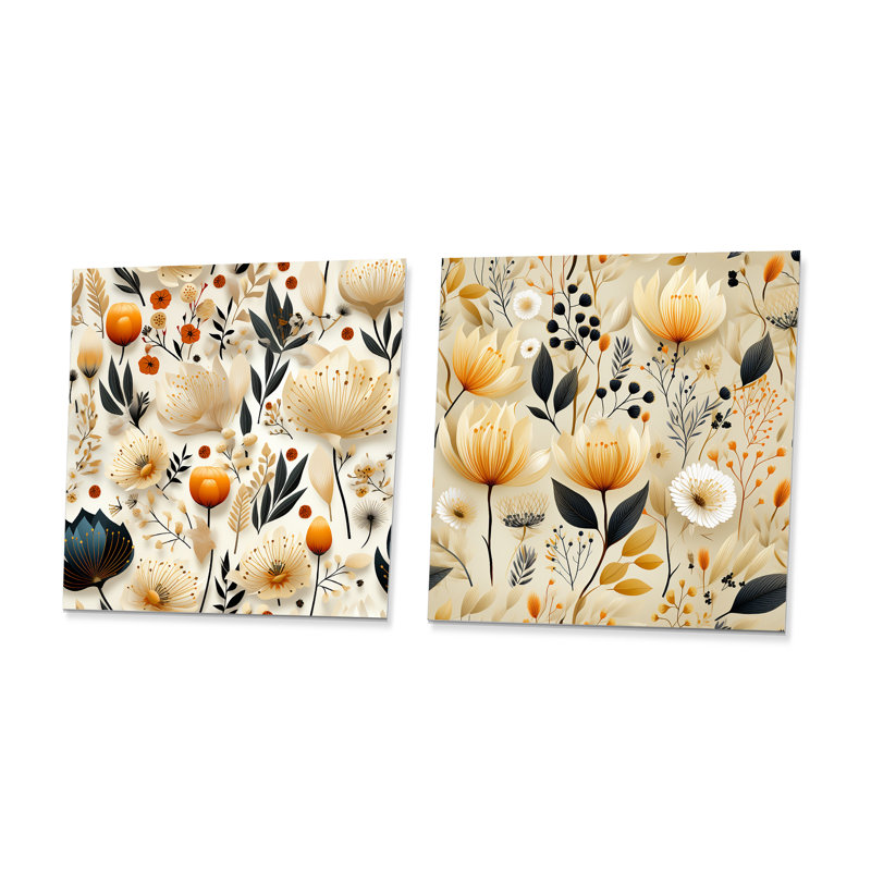 Camil - ensemble de 2 reproductions d'art mural en métal abstrait Botanicals, H 23 po x l 46 po