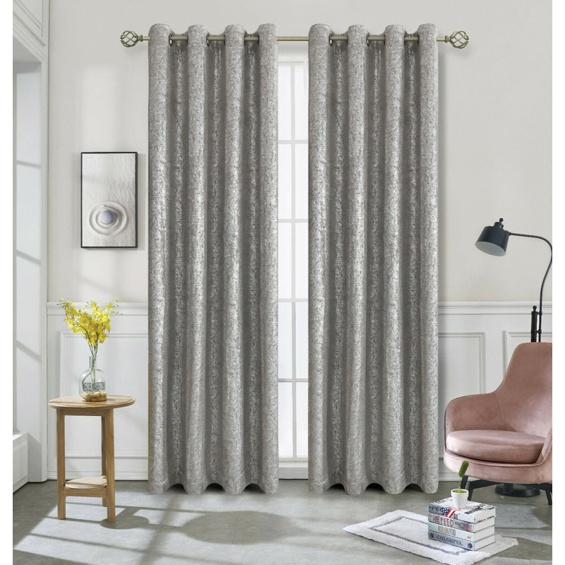 Delrico Blackout Curtain Pair, Gray
