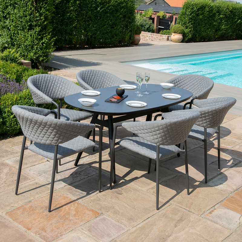 Bergh 6 Seat Oval Dining Set, Grey