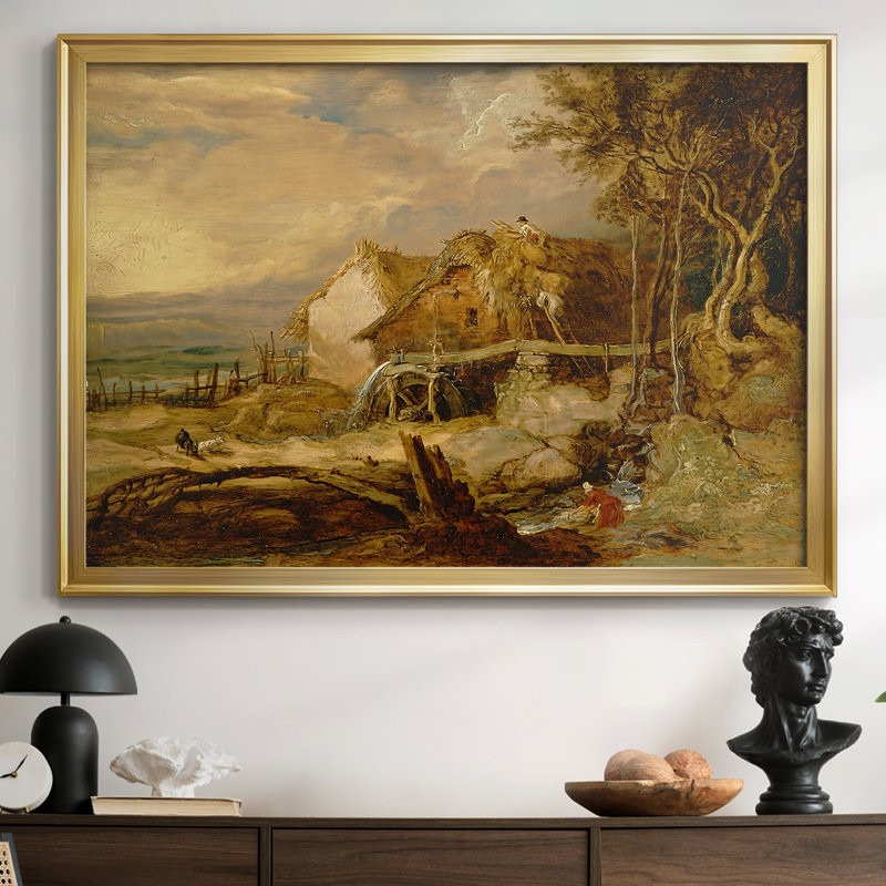 A Watermill-James Ward, toile tendue avec châssis, v. début du 19e siècle, 26,5 x 36,5, Framed Canvas, Doré