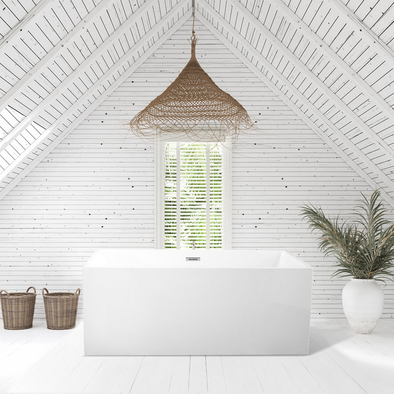 Persephone 59'' White Acrylic Freestanding Soaking Bathtub