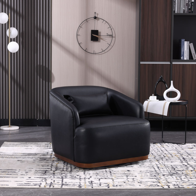 Fauteuil d'appoint pivotant rembourré, Similicuir noir