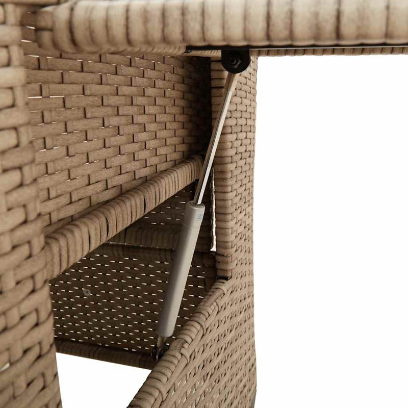 Chaise de patio inclinable avec table d'appoint en rotin de poly, Blanc, crème, Beige