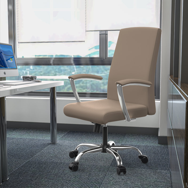 Fauteuil de bureau en cuir Kenil, Taupe