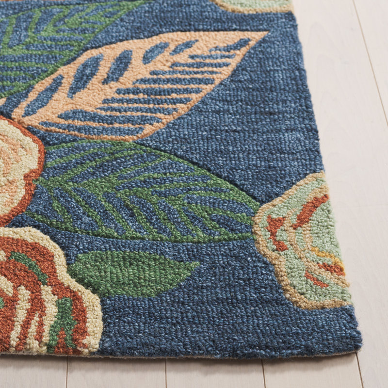 Laine touffetée à la main Jardin; Tapis d'intérieur floral en coton, Rectangle 4pi x 6 pi