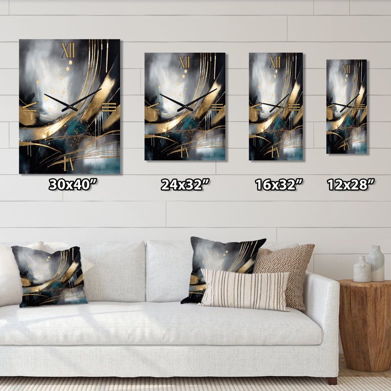 Shapes And Lines Abstract Marble II - Horloges murales abstraites en marbre, Moyen