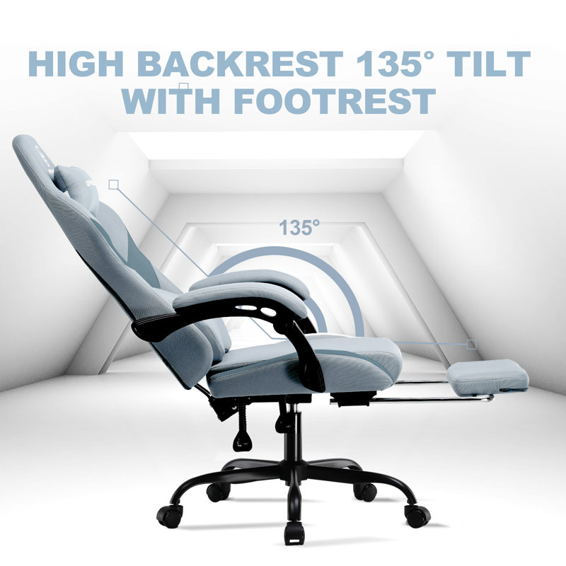 GTPLAYER Adjustable Swiveling PC & Racing Game Chair, Grey