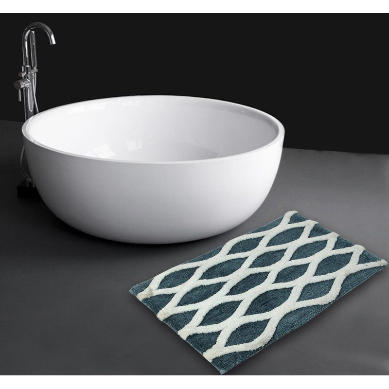 Yamada Non-Slip Bath Rug, Aqua Blue