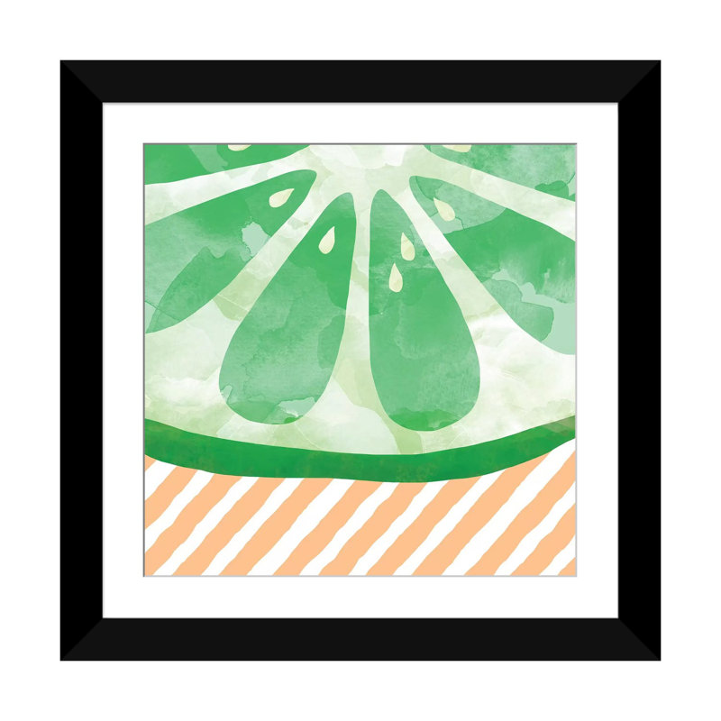 «Lime Abstract», impression sur toile, Papier beaux-arts encadré noir, H 24 po x l 24 po x P 1 po, Blanc