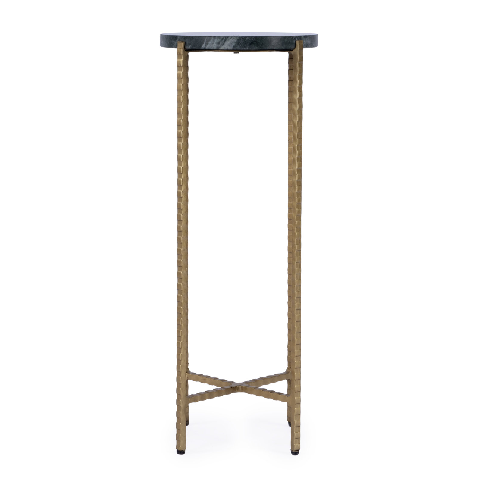 Lia 9" Genuine Marble End Table, Green Marble/Gold