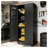 Black Powder-Coated Metal Rolling Storage Locker with Lockable Doors and Shelves