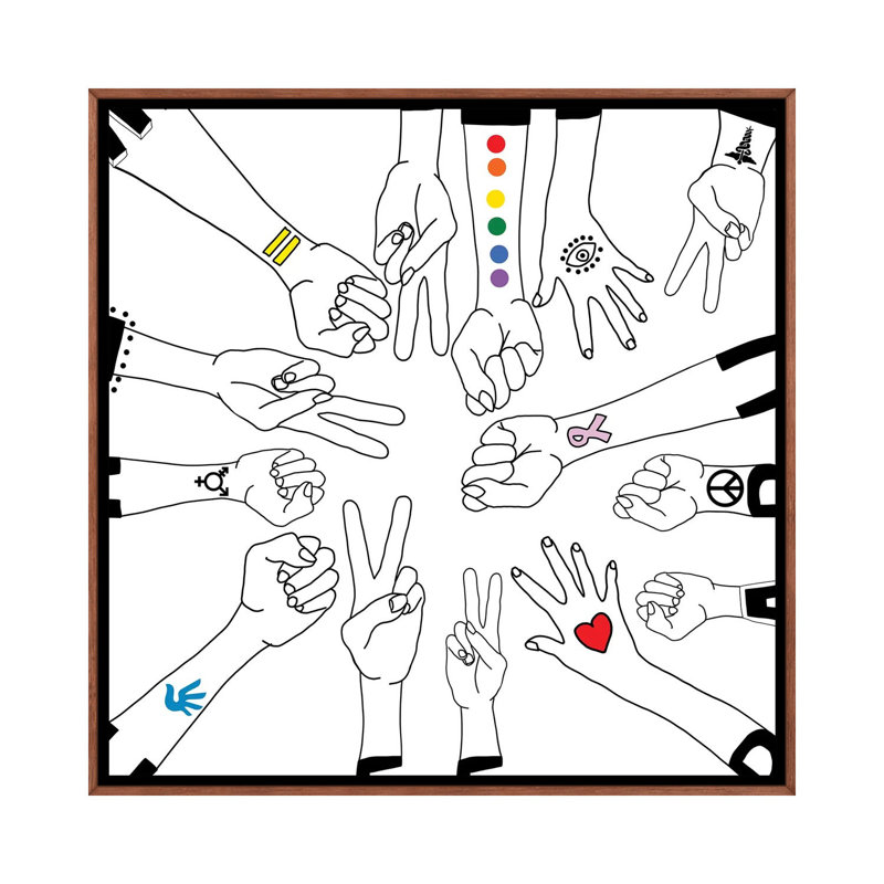 " Together " by Notsniw Art, Classic Brown Framed Canvas, 37" H x 37" W x 1.5" D, No Mat
